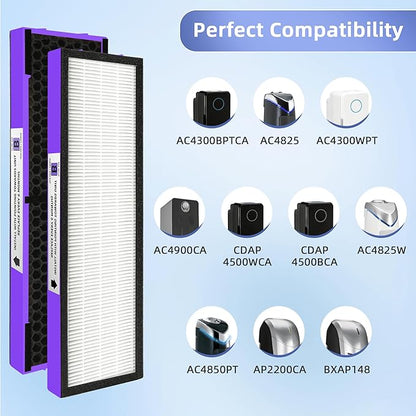 【Upgraded】FLT4850PT HEPA Filter B Pet Replacement Compatible with G-Guardian Air Purifier AC4825 AC4825E AC4300 AC4800 AC4900 AC4850,2 True H13 HEPA with Activated Carbon Filter+8 Pre-Filters,#FLT4825