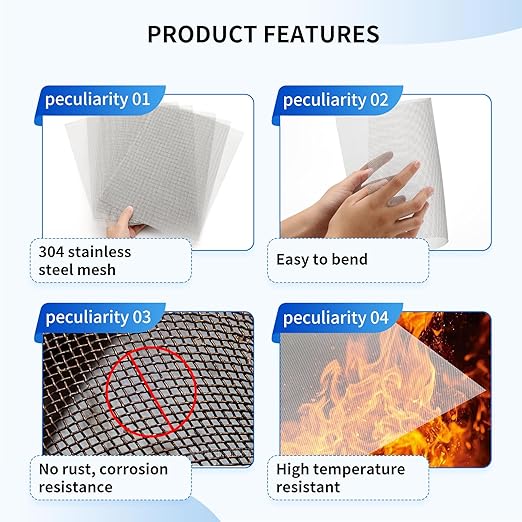 8 Pack 6×8 Inch Wire Mesh Screen, 20 Mesh Stainless Steel Mesh, Durable and Rust Resistant Metal Mesh Screen for DIY Projects, Vent, Garden, Cage, Window Screen, Filter Mesh