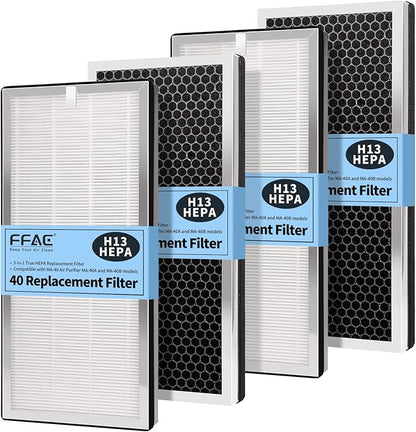 4 Pack MA-40 Replacement Filter Compatible with MA-40 Air Purifiers, 3-in-1 High-Efficiency Filtration System for MA40W MA40B, H13 True HEPA with Pre-Filter