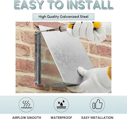 8" x 8" White Galvanized Steel Vent Cover with Mesh Screen, Duct Exhaust/Inlet Rain Deflector Air Outlet Grille Protection Roof Exhaust Hood Vent Cap for Indoor Outdoor Wall Roof Rain Snow