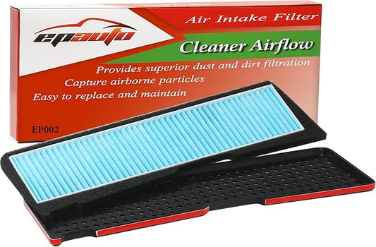 EPAuto Air Intake Filter + Grille Cover Replacement for Tesla Model 3 (2021-2025) / External Air Inlet Vent Compatiable, 12.5''L x 3.75''W