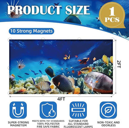 Fluorescent Light Covers - Classroom Covers for Ceiling Lights, 1 PCS 4 x 2 Feet Magnetic Light Filters, Classroom, Office Decor (Underwater World)