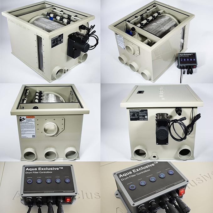 Rotary Drum Filter | RDF 8000GPH | Fully Automatic Water Filter System | Koi Pond, Aquaculture, Fish Farm, Hydroponics, Aquaponics, Natural Swimming Pool, Aquarium, Fountains | 110-120V 60Hz 25212