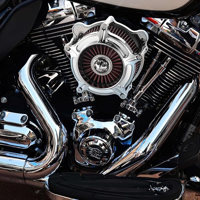 Air Filter Cleaner for Harley Davidson Softail Touring Street Road King Glide Trike for Harley Davidson Air Intake Filters for Softail Dyna 93-15, Touring 01-07 Red