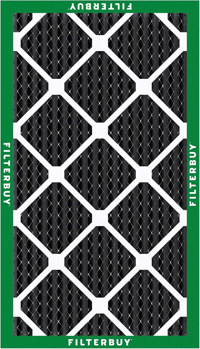 Filterbuy 16x24x1 Air Filter MERV 10 Odor & Allergy Defense with Activated Carbon (3-Pack), Electrostatic Pleated HVAC AC Furnace Filters Replacement, Made in USA (Actual Size: 15.38 x 23.38 x 0.75)