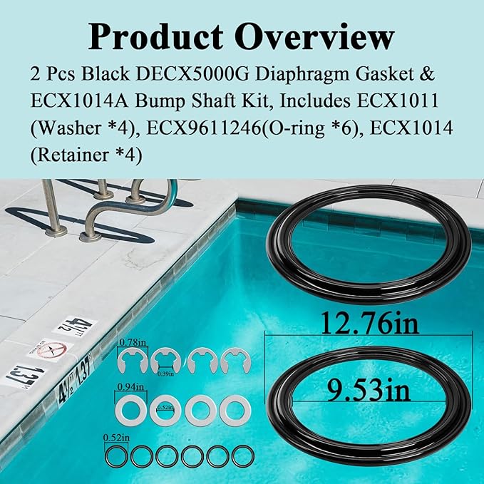 Diaphragm Gasket, Fit for Hayward Perflex DECX5000G, EC40AC,EC50,EC50C,EC50A,EC50AC Series Extended DE Filter, W/ECX1014A Bump Shaft Kit ECX1011 ECX9611246 ECX1014, Part NO. HAY-051-1507,EC-50C,EC-40C