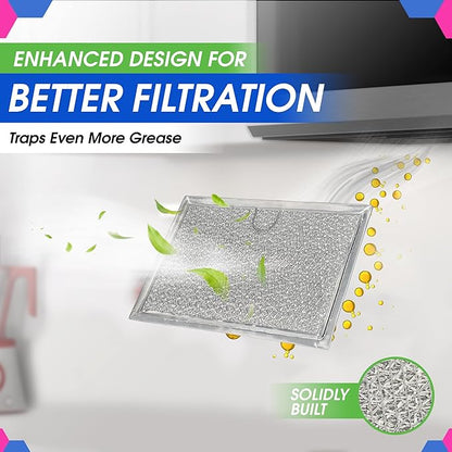 Microwave Filter Replacement 5.12” x 7.64” Fits Frigidaire 5304464105 WB06X10608 GE Microwave Filter - Aluminum Mesh Screen Grease Filter - Filters Air Entering Over the Range Oven Vent Fan (4-Pack)