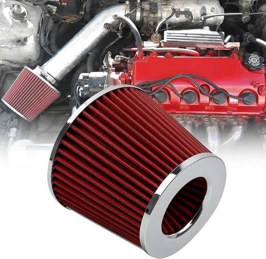RYANSTAR RACING 89mm 3.5" High Flow Round Tapered Cone Cool Air Filter Cleaner with Top Filter Design Short 150mm tall