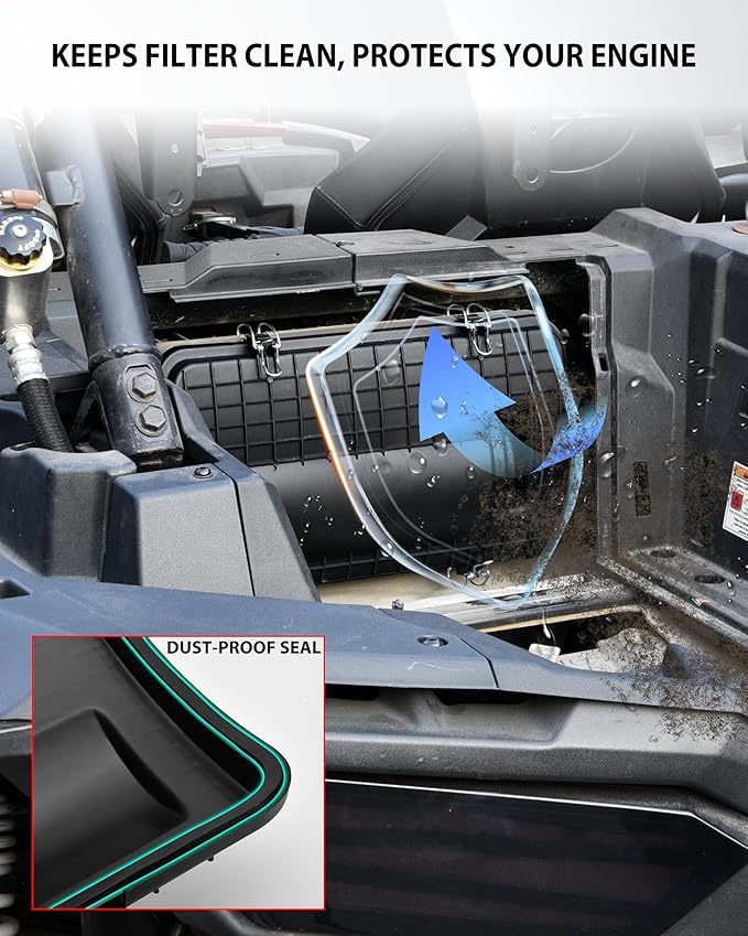 Airbox Cover Assembly for Polaris RZR XP 1000 / RZR XP Turbo 2014-2023 Accessories, Heavy-Duty Air Filter Protector Cover with Dust-Proof Seal and Buckles, Replace #1240748