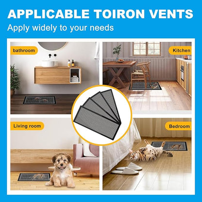 4 PCS Black Magnetic Vent Covers-5.5x12 Magnetic Air Vent Covers with Mesh Screen for Floor/Wall/Ceiling Registers-Easy to Install, Durable Design(Fits Registers 5"to7" Width x 12" to14"Length)