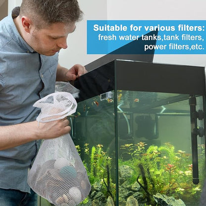 Abbylike 10pcs Large Filter Media Bags with Plastic Zipper 17.8" x 13.5" Reusable Fish Tank Filter Bags - Aquarium Mesh for Activated Carbon, Bio Balls, Ceramic Rings