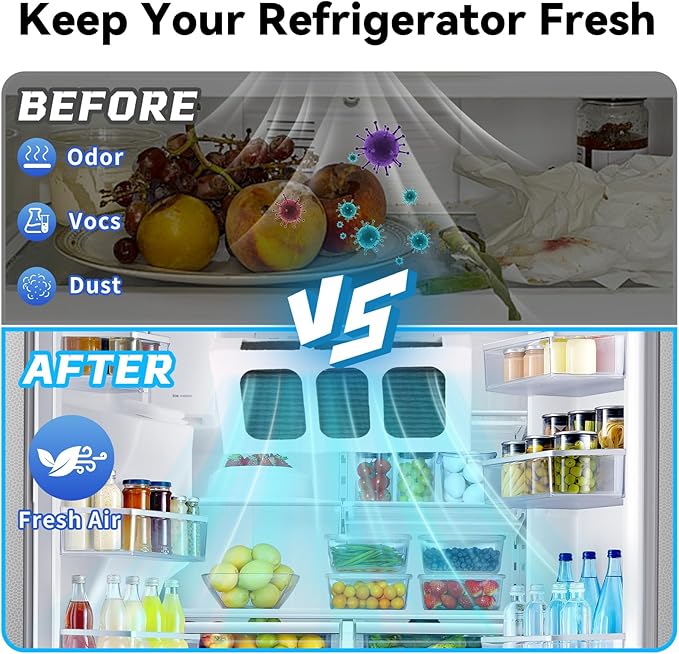 6-Pack Refrigerator Air Filter Replacement for Frigidaire PureAir Ultra 2 & Electrolux ELPAULTRA2 – Triple Layer Activated Carbon, Fast Odor & VOC Removal, Long Lasting, Easy Install