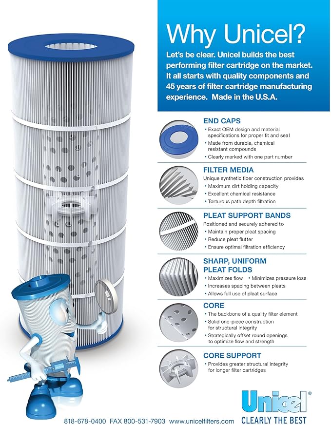 Unicel C-7350 50 Square Foot Media Replacement Hot Tub Spa Filter Cartridge with 200 Pleats, Compatible with Caldera Spas