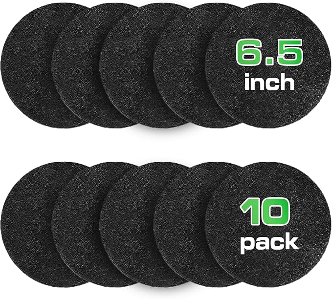 Plexon 10 Packs Charcoal Filters for Compost Bucket Countertop Bin 1.5 Gallon - Kitchen Natural Home Compost Bin Filter - Replacement Refill, Round 6.5 inch