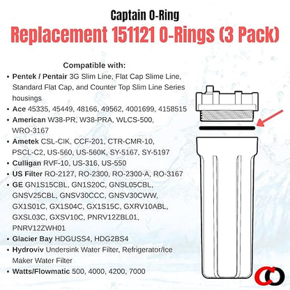 Captain O-Ring - Replacement 151121 / OR-38 / WS03X10001 / 10800-034 O-Rings for Pentek, Culligan, GE, Campbell, etc Water Filter Housing Gasket Seal (3 Pack)