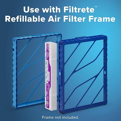 Filtrete 20x25x4 Refillable Air Filter replacement, MPR 1550, MERV 12, Allergen Bacteria & Virus, 2 Pack, use with reusable air filter frame of Filtrete Refillable Air Filter Kit, for HVAC, Furnace