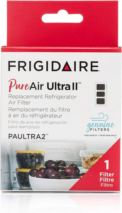 FRIGIDAIRE PAULTRA2 Pure Air Ultra II Refrigerator Air Filter with Carbon Technology to Absorb Food Odors, 3.8 Inch x 1.8 Inch, White