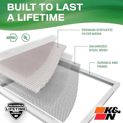 K&N 14X20X1 HVAC Furnace Air Filter, Lasts a Lifetime, Washable, Merv 13, the Last HVAC Filter You Will Ever Buy, Breathe Safely at Home or in the Office, HVC-13-11420
