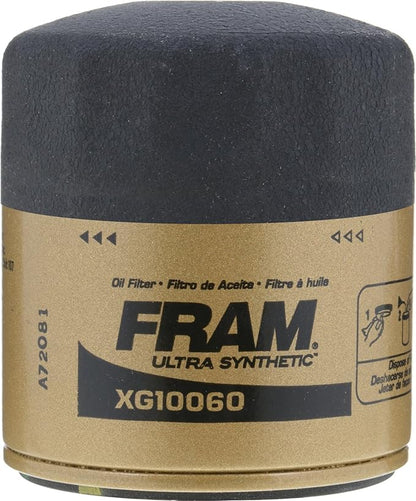 FRAM Ultra Synthetic Automotive Replacement Oil Filter, Designed for Synthetic Oil Changes Lasting up to 20k Miles, XG10060 with SureGrip (Pack of 2)