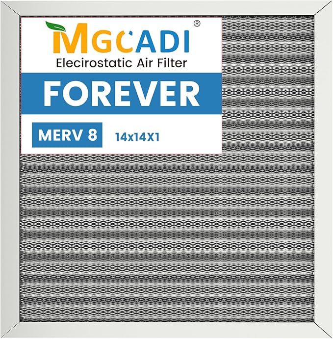 14x14x1 HVAC Furnace Air Filter, Lasts a Lifetime, Washable, the Last HVAC Filter You Will Ever Buy, Breathe Safely at Home or in the Office,Merv 8(Actual Size:13.5x13.5x0.82 Inch)