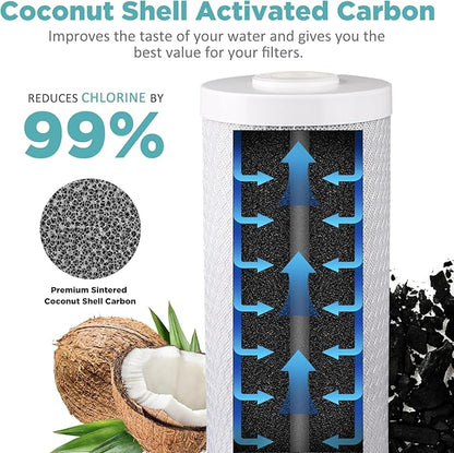 SimPure Whole House Water Filter Cartridges 5 Micron 20" x 4.5" CTO Activated Carbon Block, For DB20P, FC25B, CTO20BB, WHB20, 4 Pack