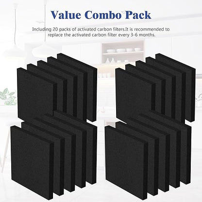20 Packs Trash Can Odor Absorbing Filter Refills for EKO Garbage Cans and Compost Bin, Activated Charcoal Deodorizer, Activated Carbon Filter, Odor Absorber
