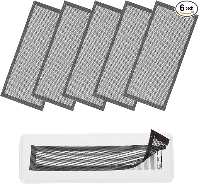 YOKIVE 6 Pcs Magnetic Floor Vent Covers, Floor Register Cover PVC Mesh Air Vent Screen Filters, Great for Home Floor, Wall, Ceiling, Catch Debris Hair Dust (Black, 10-Inch x 6-Inch)