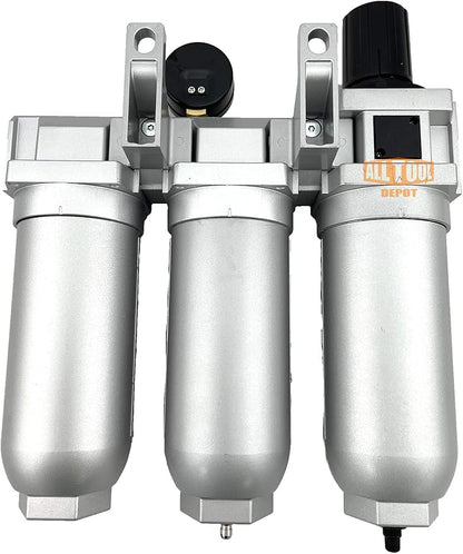 1" NPT SUPER DUTY Industrial Grade Filter Regulator Coalescing Desiccant Dryer System For Compressed Air Lines, Metal Bowls, Great For Paint Spray And Plasma Cutter (AUTO DRAIN)