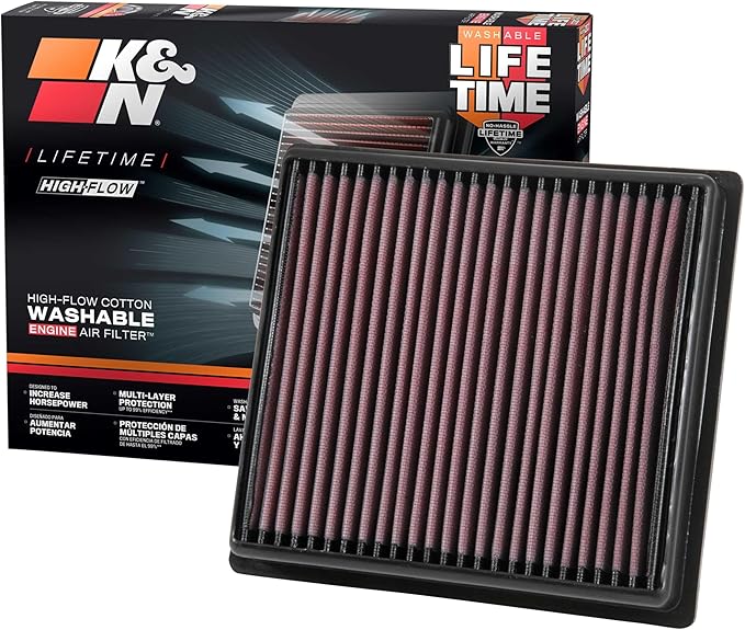 K&N High-Flow Original Lifetime Engine Air Filter: Increase Power: Premium, Washable: Compatible with 2016-2025 Subaru: Ascent, Crosstrek, Forester, Impreza, Legacy, Outback, WRX, XV, 33-5064