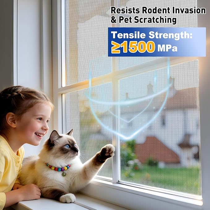 MAGZO 304 Stainless Steel Mesh Screen Roll 47in x 10ft - 22 Mesh Pet Proof Metal Window Screen Replacement, Screen Door Mesh for Patio,Porch,Pet,Cage,Vent Cover,Filter,Gutter Guard,Rodent Protection