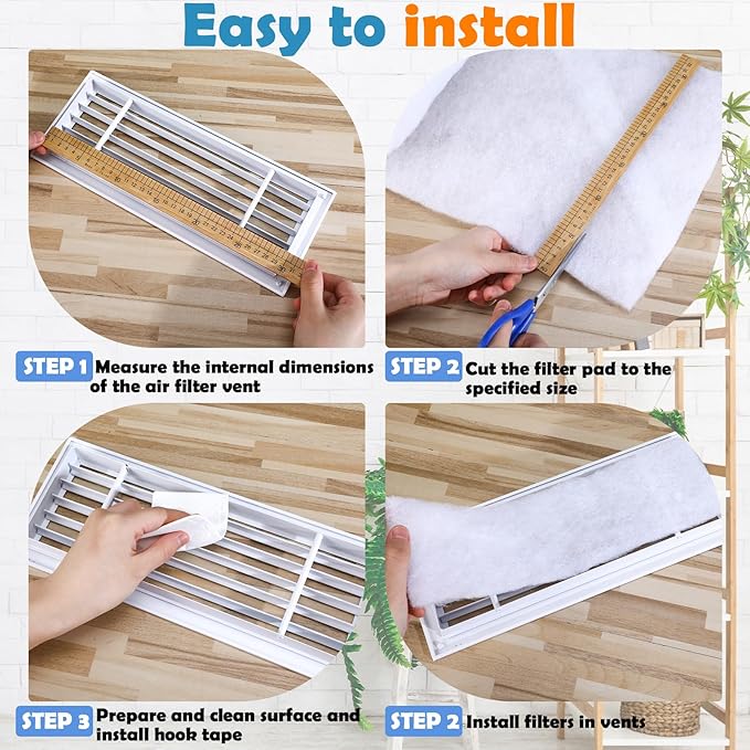 300 x 12 inch Air Vent Filters Polyester Floor Vent Filter Cut to Fit Dust Control Replacement Roll Material for HVAC Ac Heating RV's Mobile Homes Floor Registers
