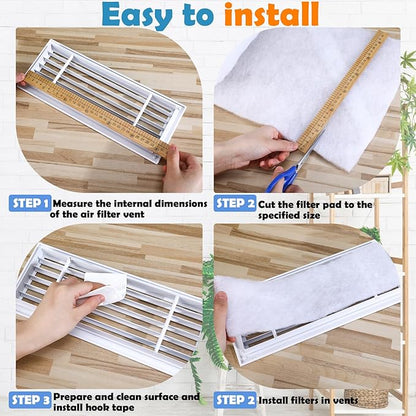 300 x 12 inch Air Vent Filters Polyester Floor Vent Filter Cut to Fit Dust Control Replacement Roll Material for HVAC Ac Heating RV's Mobile Homes Floor Registers