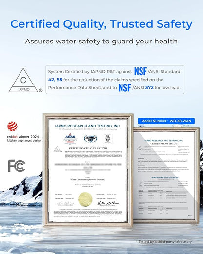 Waterdrop X8-Alkaline Mineral pH+ Tankless Reverse Osmosis System, NSF/ANSI 42&58&372 Certified, 800 GPD RO Water Filter, 10-Stage Filtration UnderSink RO System, 2:1 Pure to Drain, BPA Free