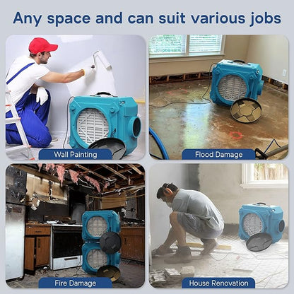 AlorAir CleanShield HEPA 550 - Heavy Duty Commercial Air Scrubber HEPA Filter System, 25' Power Cord with Lighted End and Roto-Molded Unbreakable Housing Air Cleaner, cETL Listed, Blue (Pack of 8)