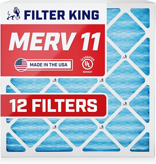 Filter King 30x36x1 Air Filter | 12-PACK | MERV 11 HVAC Pleated A/C Furnace Filters | MADE IN USA | Actual Size: 29.5 x 35.5 x .75"