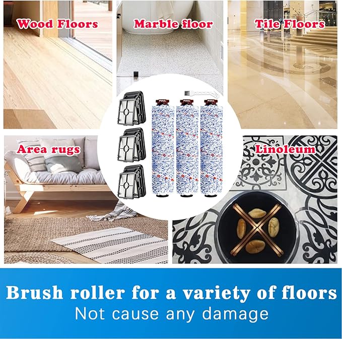 Replacement Brush Roller and Filters for Bissell CrossWave Vacuum, 1868 Pet Pro Brush Roll Parts 1785,1785A 17852, 17858, 17859, 1785P, 1785R, 1785T, 1785V, 1785W, 2210V 2211W 1785N 2306 LUXRILIX