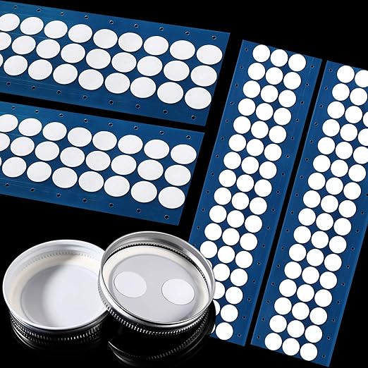 Zonon 96 Pieces Synthetic Filter Paper Stickers 20 mm 0.25 µm Filter Disc Adhesive Patch Stickers for Wide Mouth Mushroom Cultivation Mason Jar Lids