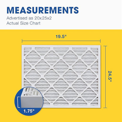 Aerostar 20x25x2 MERV 13 Pleated Air Filter, AC Furnace Air Filter, 12 Pack (Actual Size: 19 1/2" x 24 1/2" x 1 3/4")
