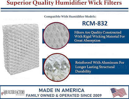 Air Filter Factory Replacement For ReliOn RCM-832 Humidifier Wick Filters 2-Pack