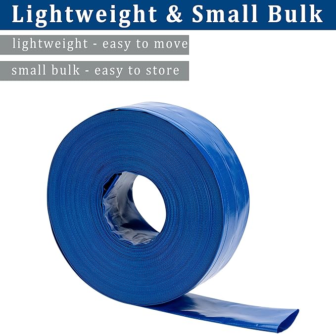 3 in x 100 ft Pool Backwash Hose Heavy Duty Drain Discharge Double PVC Lay flat General Purpose Vinyl Hose, Burst Resistant for Water Transfer Sump Pump Pool Filter (3in 100ft fiber reinforced hose)