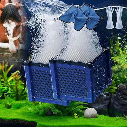 LIYAOLI 2PCS Pure Cube Water Trough Filter - Eco-Aquarium Fish Tank Filters Kit, Honeycomb Activated Carbon Media for Small Tanks, Horse Troughs & Pond Cleaning (Blue)