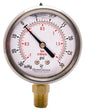 2-1/2" Oil Filled Vacuum Pressure Gauge - Stainless Steel Case, Brass, 1/4" NPT, Lower Mount Connection, 30HG/30PSI