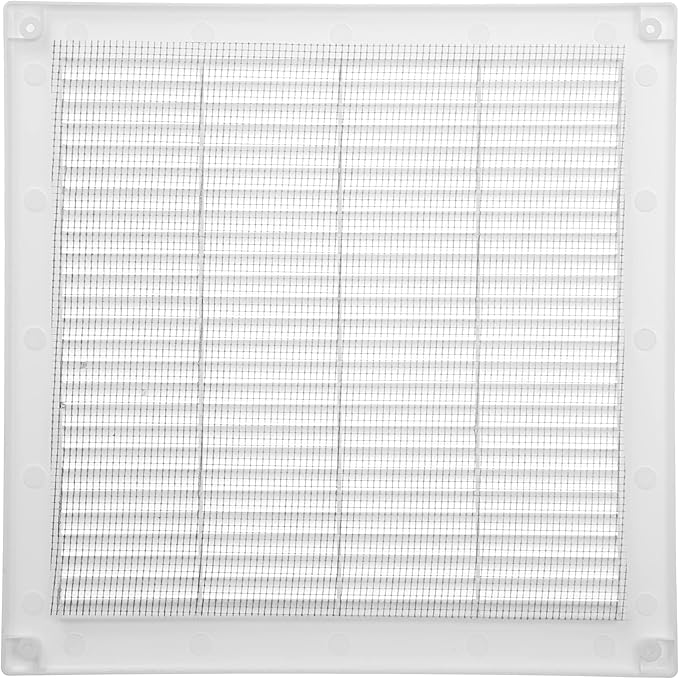 Vent Systems 10" x 10" Inch (Opening Dimensions) - Pack of 5 - White Plastic Soffit Vent Cover - Durable Flat Square Air Vent Grille with Mesh Screen - Ventilation Grill Wall, Ceiling Indoor, Outdoor