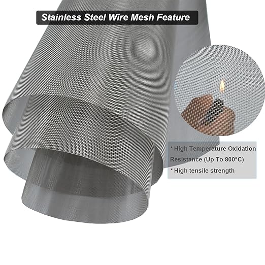 304 Stainless Steel Mesh 40Mesh, 15.7"x47.2"(40x120cm) Metal Mesh Screen, Woven Fine Wire Mesh, Filter Mesh Easy to Cut for Vent Covers, Cage, Garden, Window Screen and DIY Project