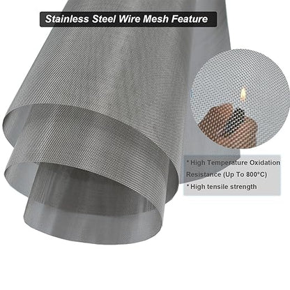 304 Stainless Steel Mesh 40Mesh, 15.7"x47.2"(40x120cm) Metal Mesh Screen, Woven Fine Wire Mesh, Filter Mesh Easy to Cut for Vent Covers, Cage, Garden, Window Screen and DIY Project
