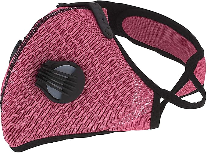 ASA Techmed Reusable Dual Air Breathing Valve Face Mask Cover with Activated Carbon Filter (Pink Cycling)