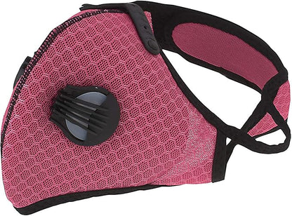 ASA Techmed Reusable Dual Air Breathing Valve Face Mask Cover with Activated Carbon Filter (Pink Cycling)