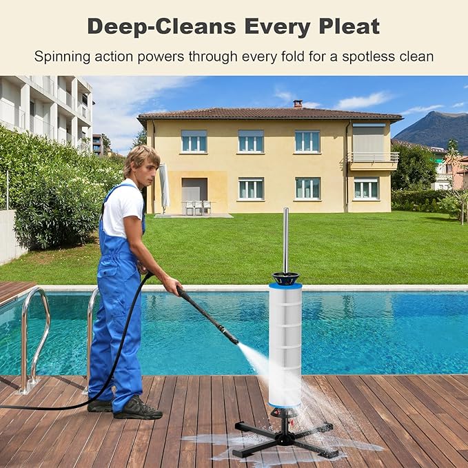 ROYOR Pool Filter Cleaner Stand Tool, Fit for 3", 4", 6" Swimming Pool Cartridge Filter Cleaner, Pool Filter Cleaning Stand with Heavy-Duty Stable Base