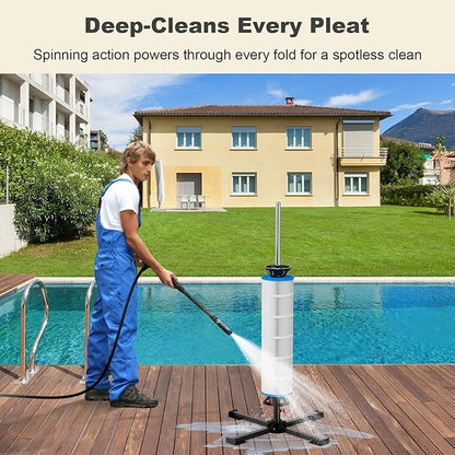 ROYOR Pool Filter Cleaner Stand Tool, Fit for 3", 4", 6" Swimming Pool Cartridge Filter Cleaner, Pool Filter Cleaning Stand with Heavy-Duty Stable Base