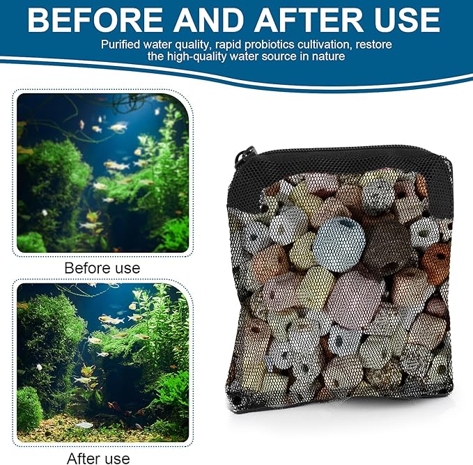 10Pcs Media Bags for Aquarium Fine Mesh Bag Aquarium Filter Media Bags with Plastic Zipper Suitable for Activated Carbon, Filter Stones, Ceramic Rings (4 x 4 inches)